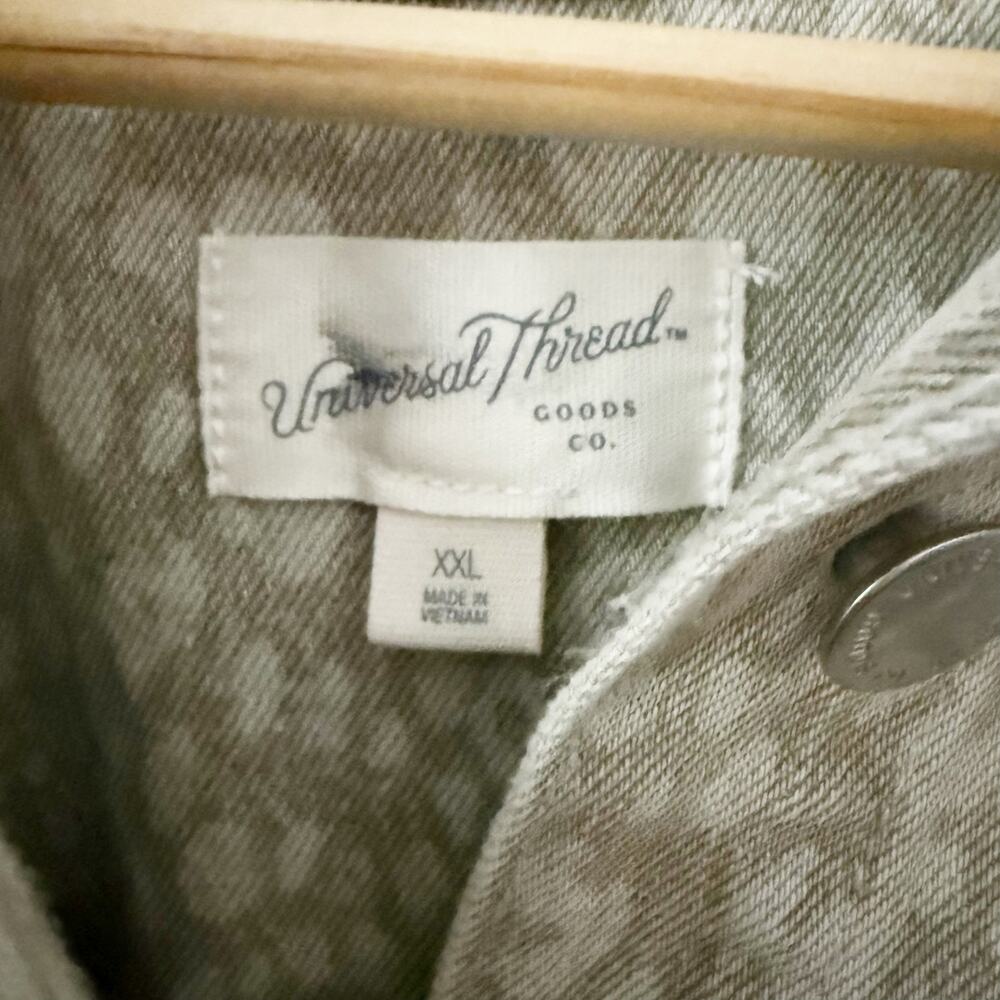 UNIVERSAL THREAD | Women's Leopard Denim Mini
Shirtdress Taupe Cream | Size XXL - Picture 4 of 8